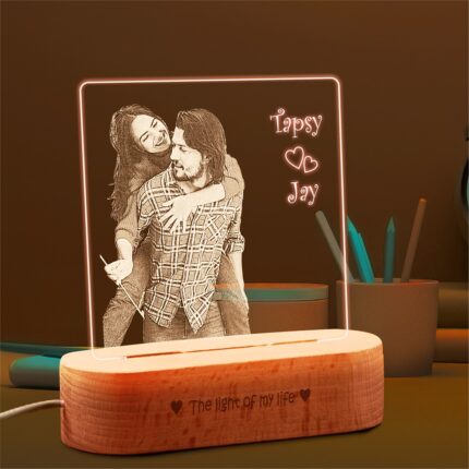 Celestial Moments: Engraved Love Glow Lamp – Valentines gift for husband